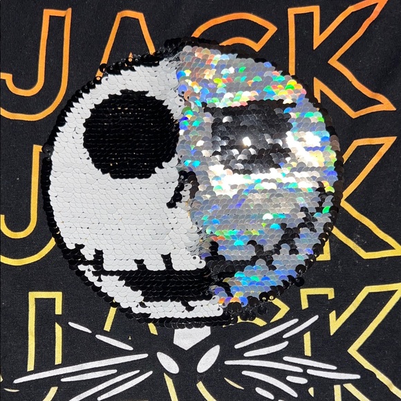 Kids Jack Skellington Sequin Long Sleeve Shirt - Size XS 4/5 - Picture 4 of 5